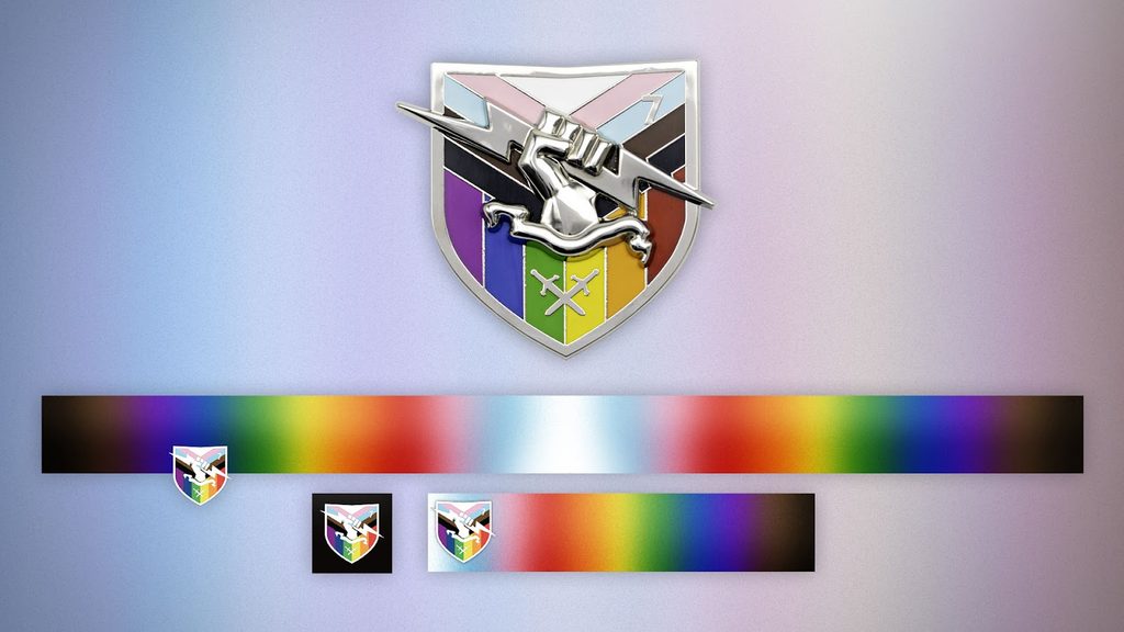 A screenshot of Destiny 2 showing the Pride-themed shader