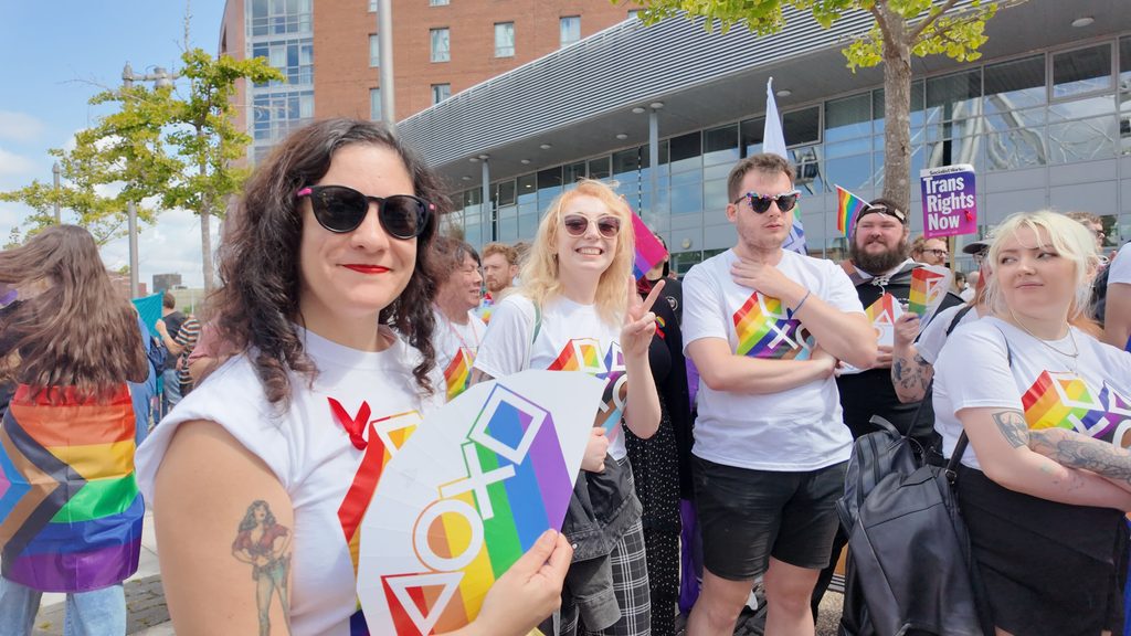Liverpool-based Sony Interactive employees at a pride event.