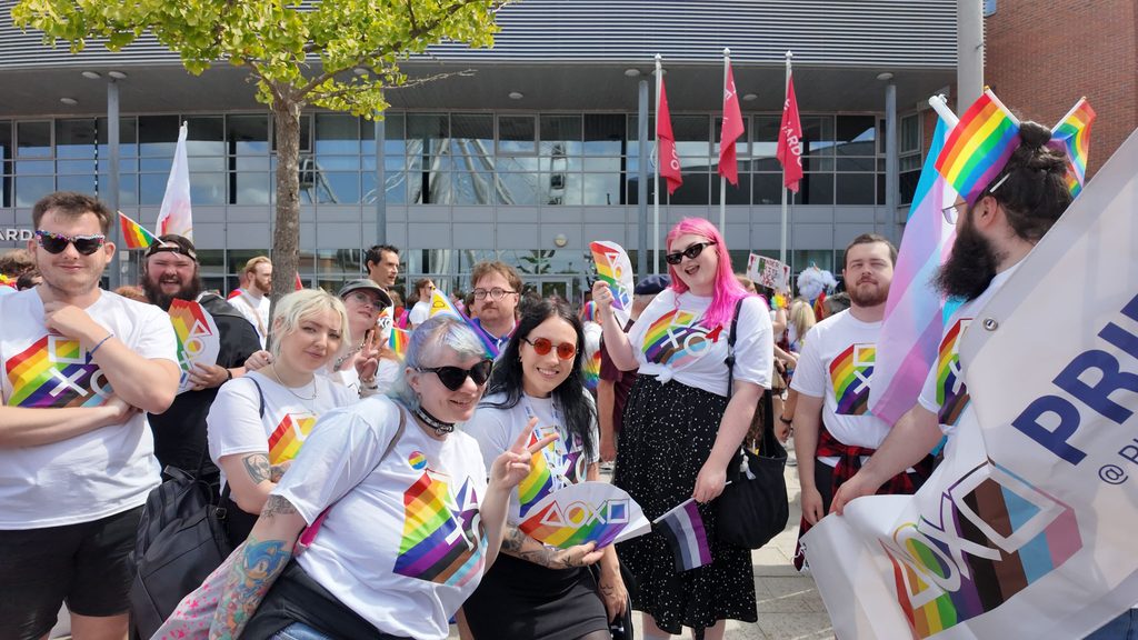 Liverpool-based Sony Interactive employees at a pride event.